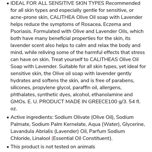 CALITHEA SKINCARE 3.5oz Olive Oil Soap with Lavender: 100% Natural 2 pack - Picture 2 of 6